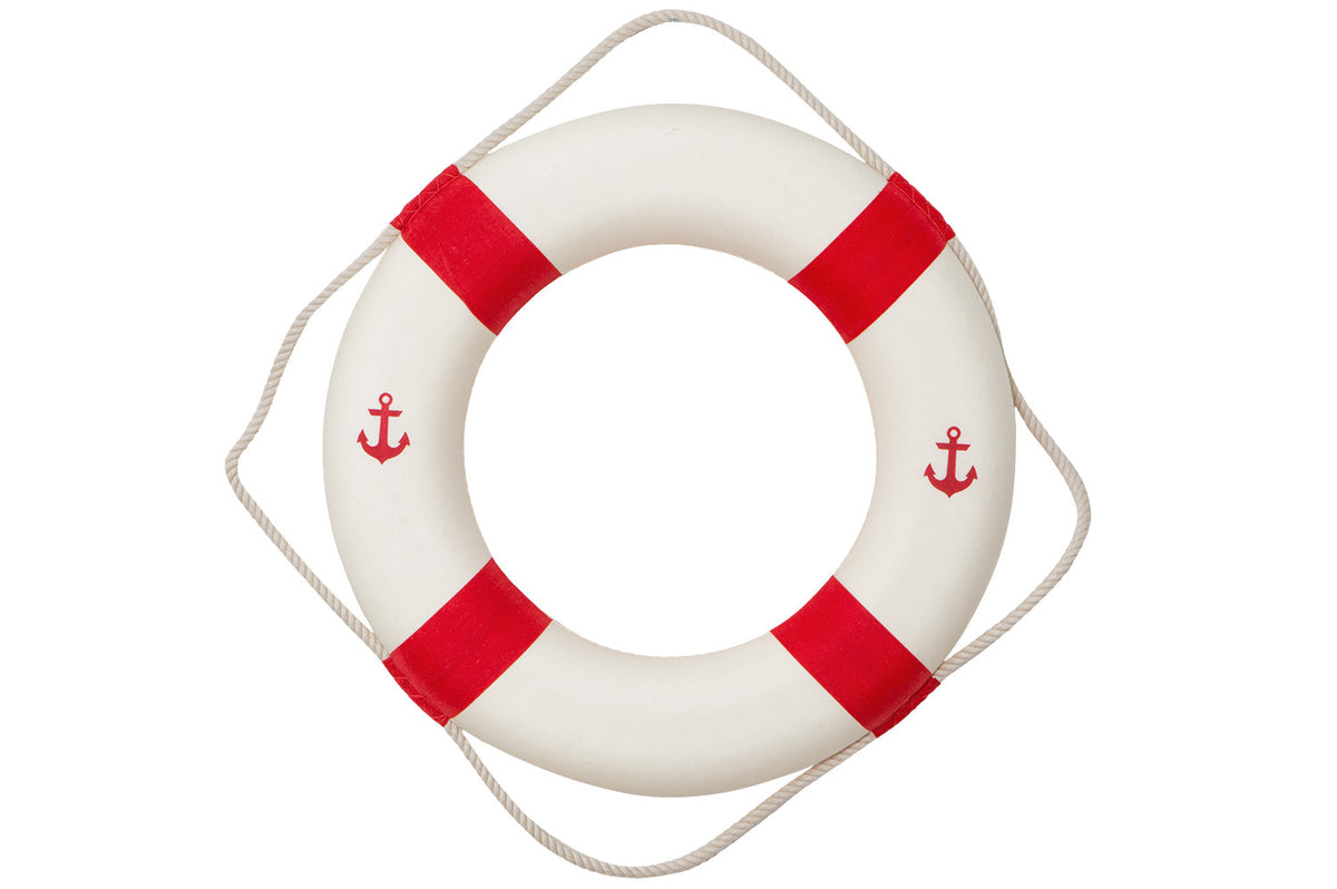 Deko Rettungsring Anker rot und weiß, 50cm