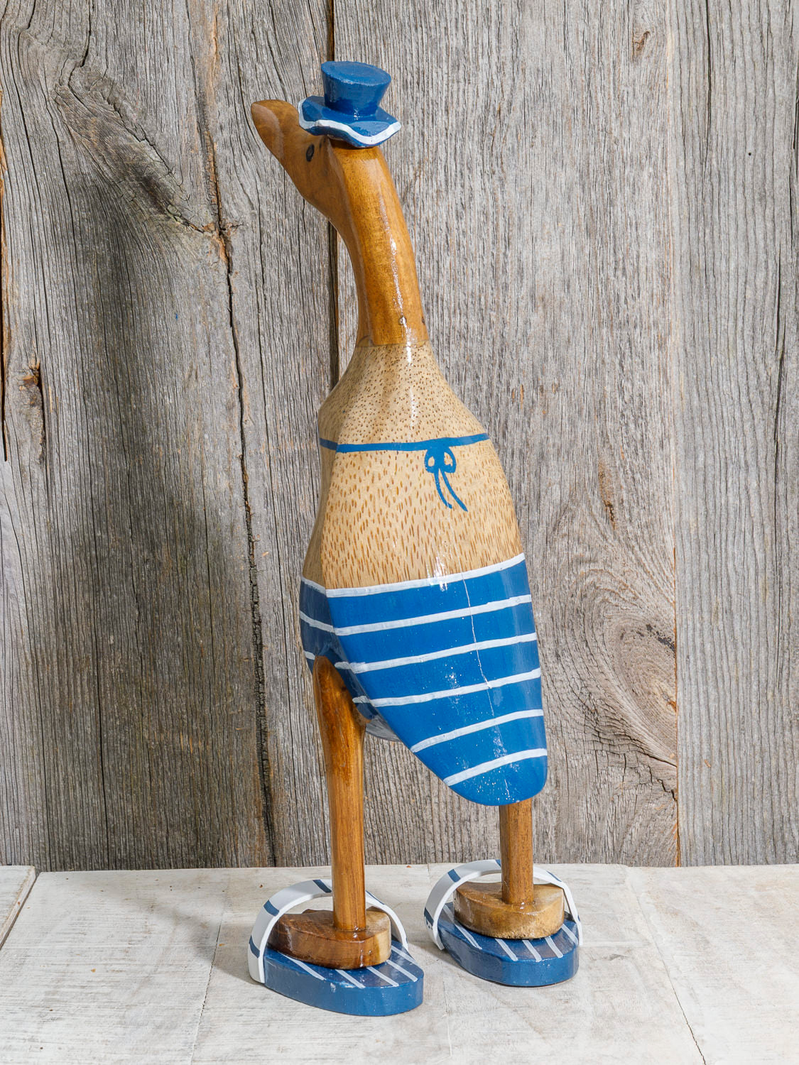 Holzente Frau blauer Bikini