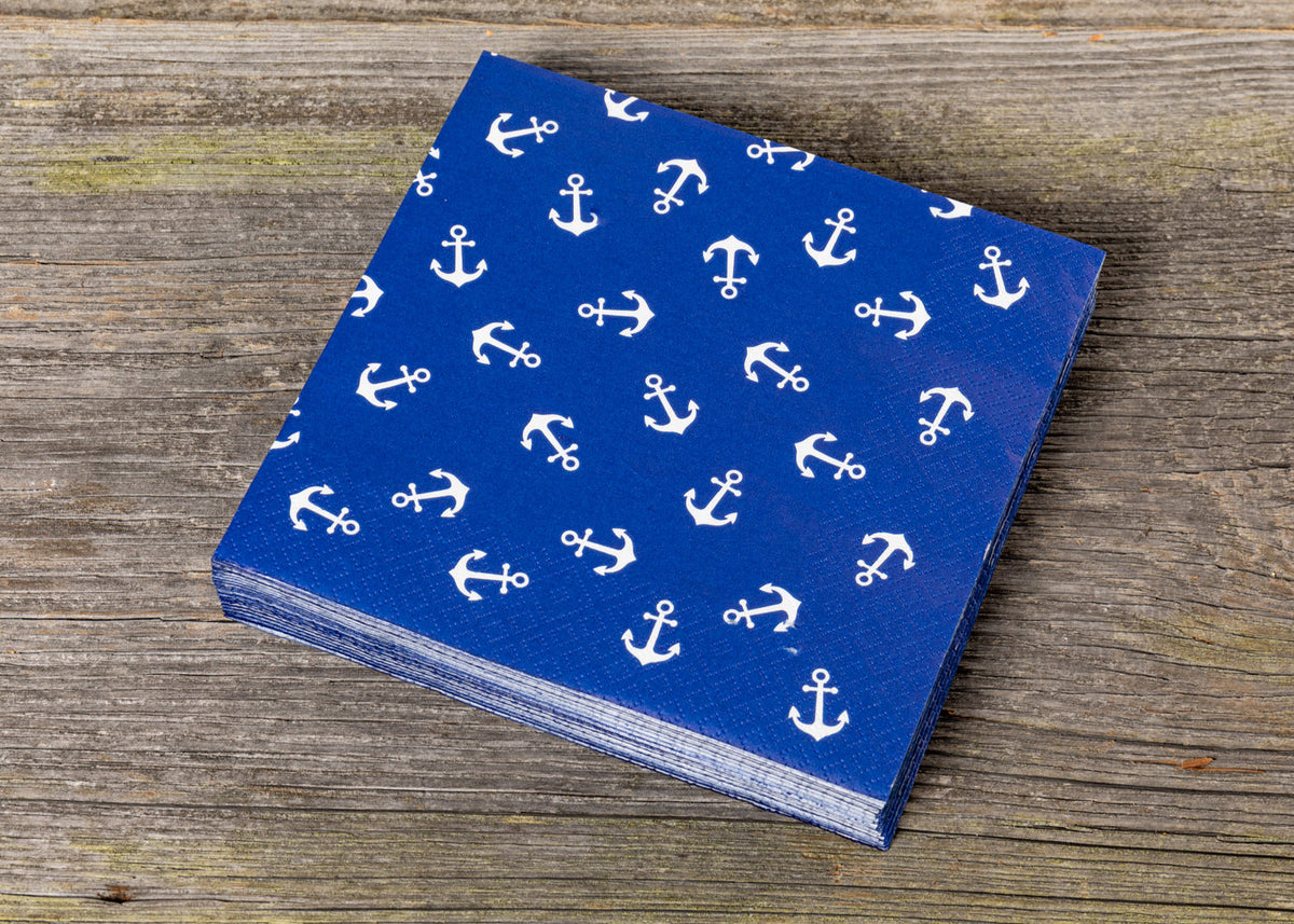 Serviette blau weiße Anker