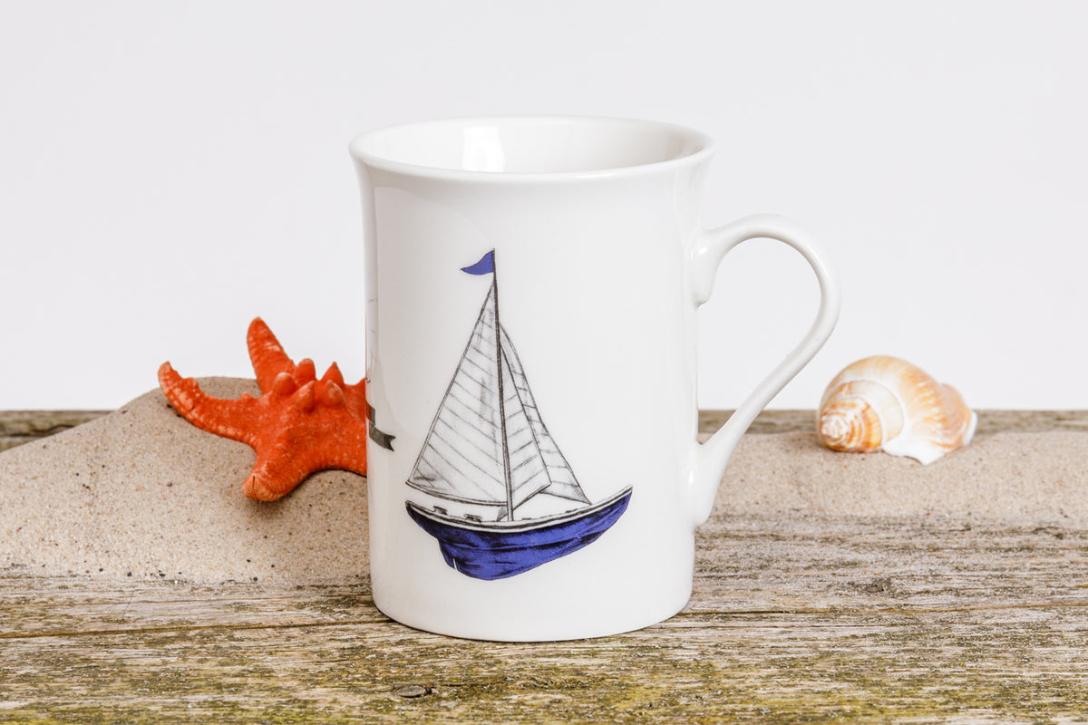 Segelboot Becher weiß