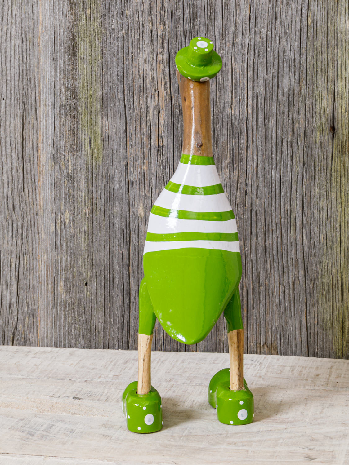 Ente geringelt 25 cm Holz grün