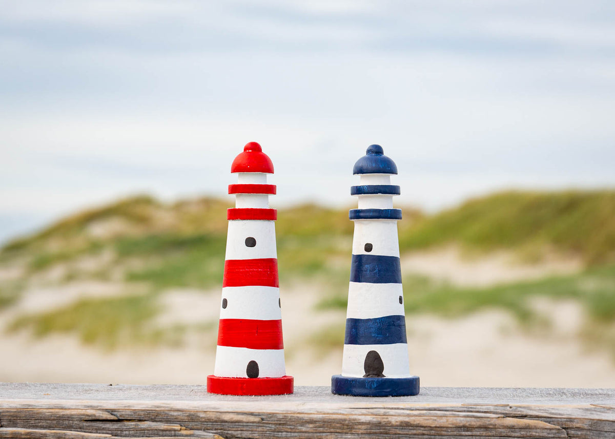 Deko Mini Leuchtturm rot weiß