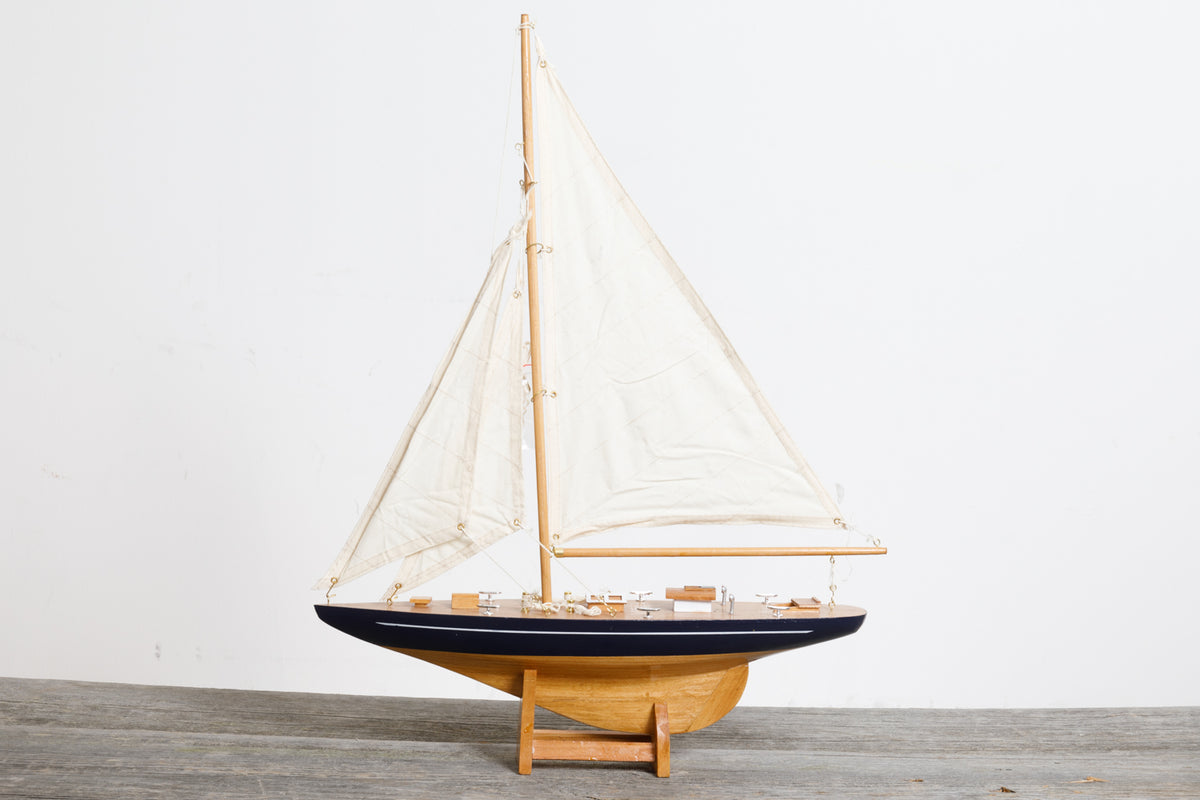 Deko Segelyacht Holz Baumwollsegel 40cm