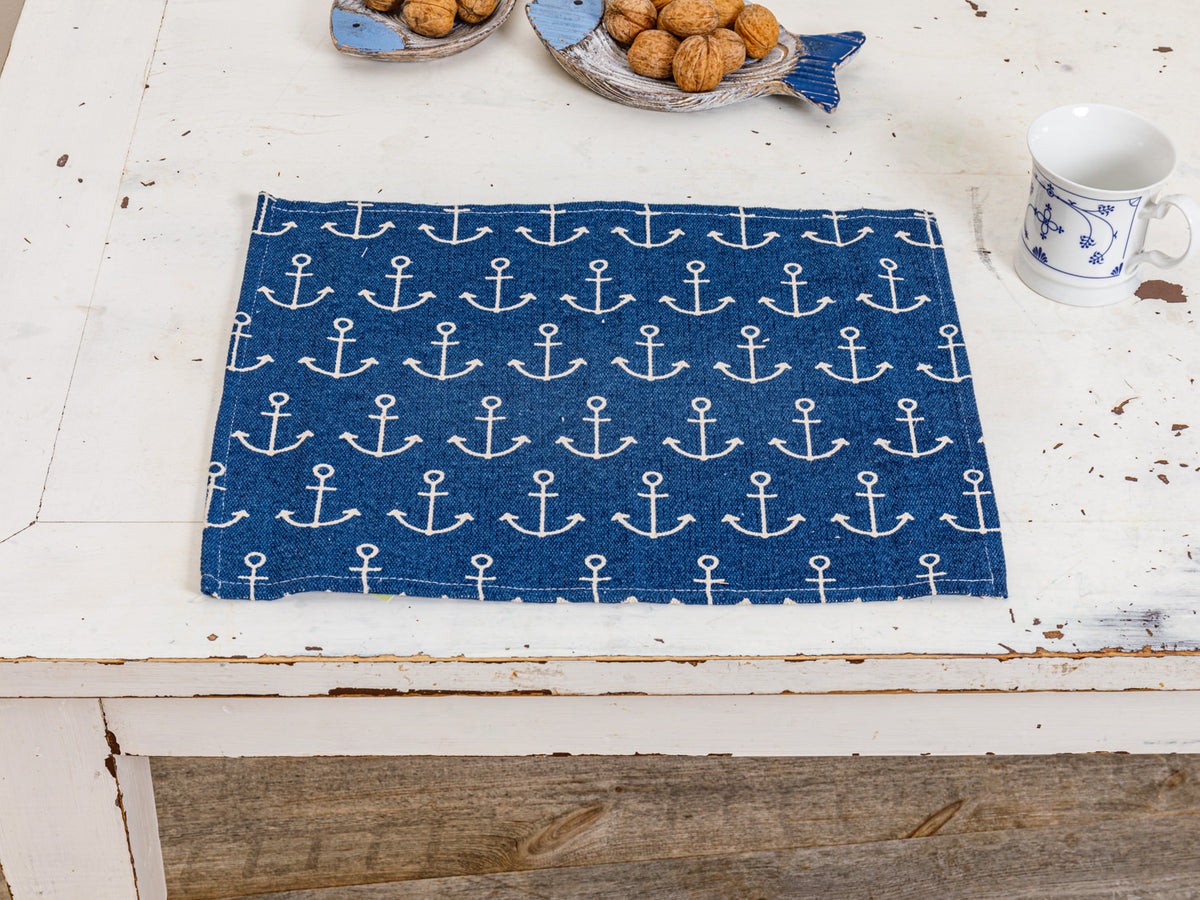Baumwolle Tischset Platzset blau Anker
