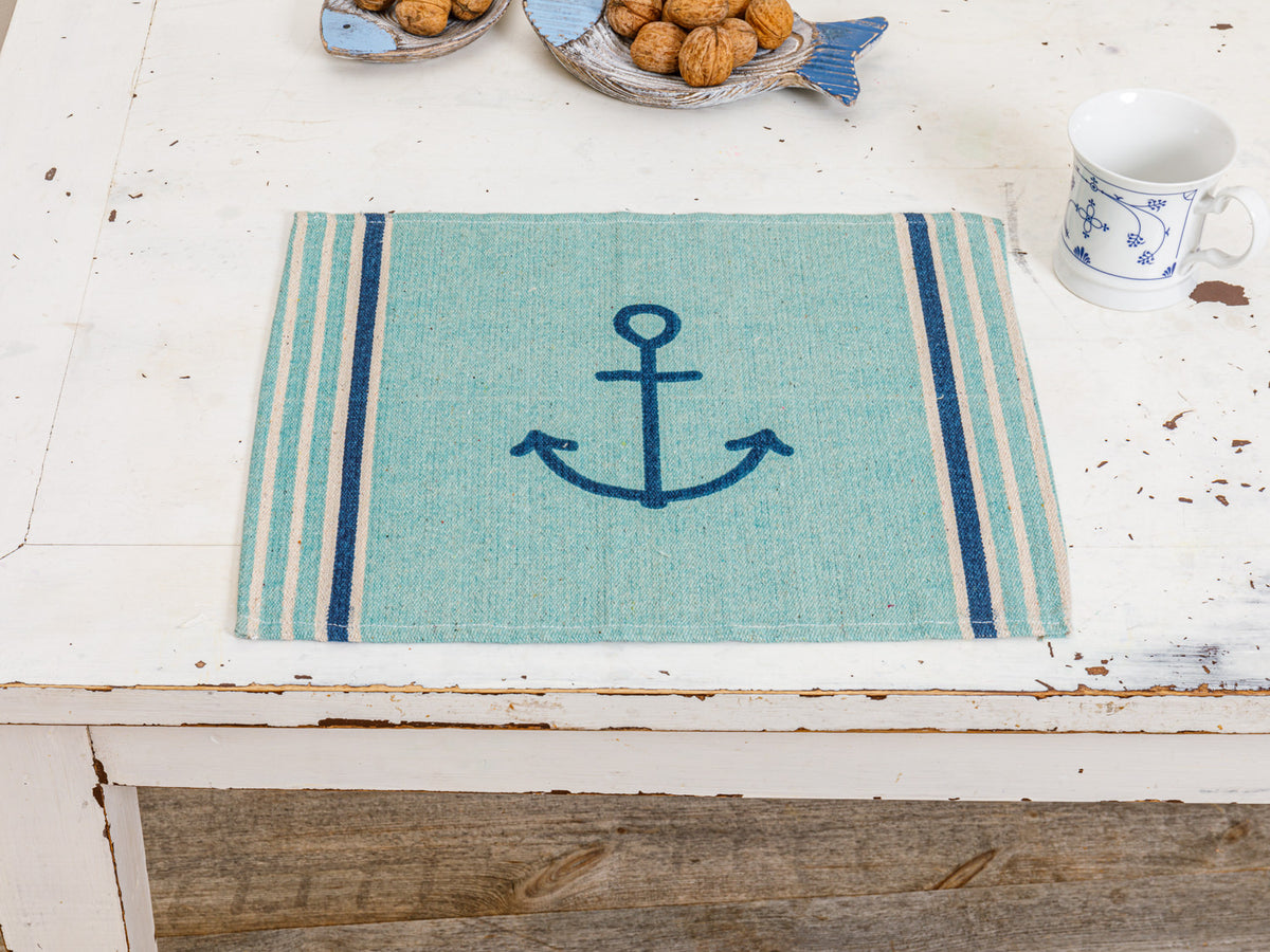 Mintfarbenes Tischset Anker