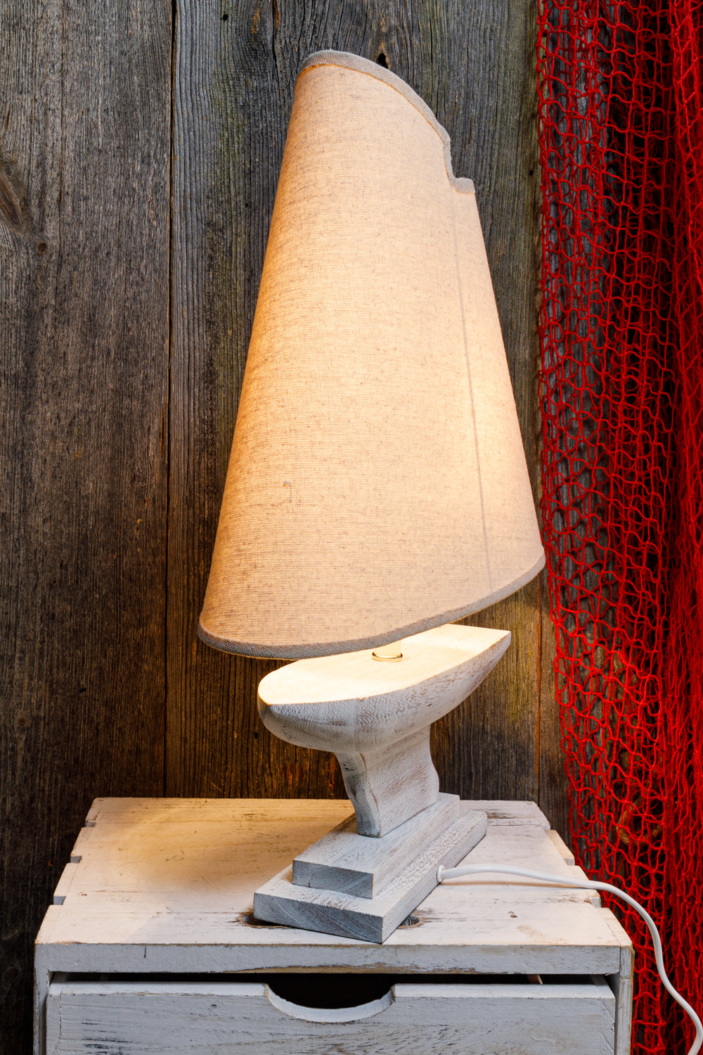 Tischlampe Holz als Segelboot
