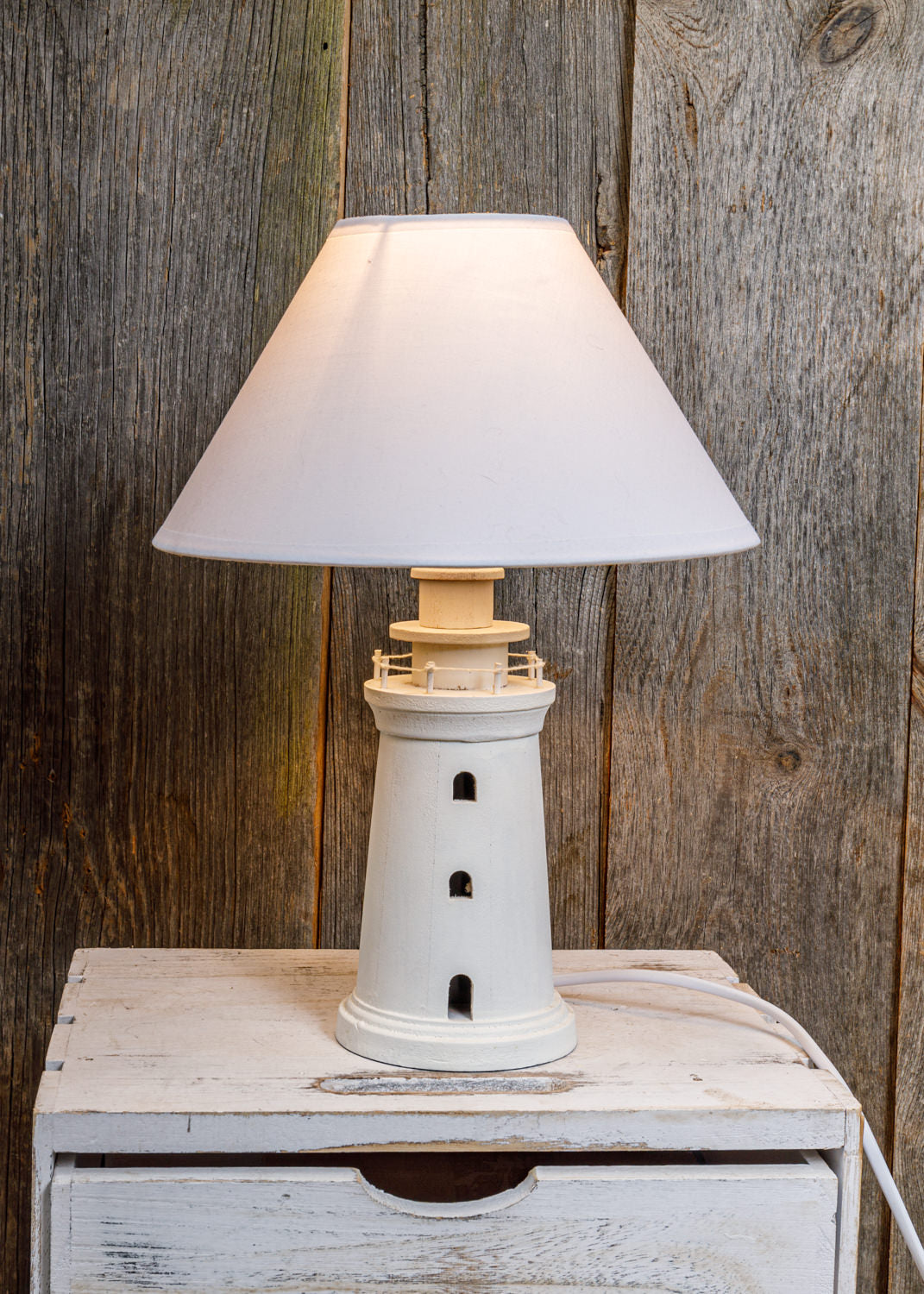 Leuchtturm Lampe weiß