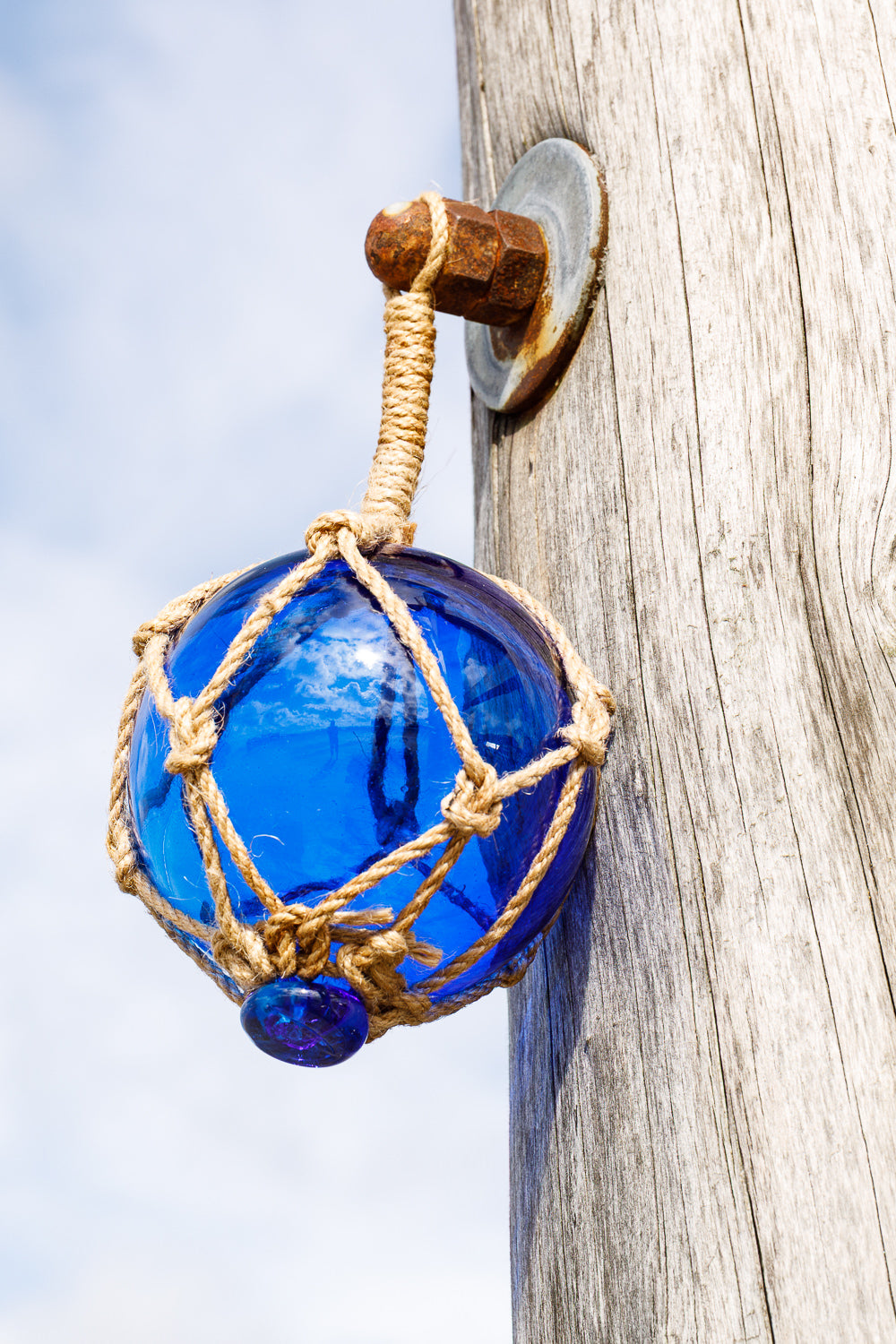 Fischerkugel Glas blau, 10cm