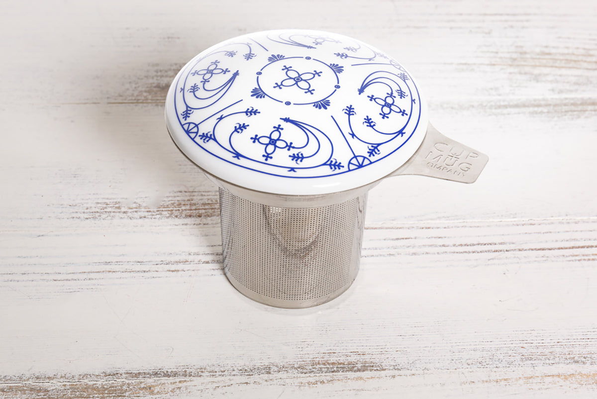 Indisch Blau Teesieb m. Deckel