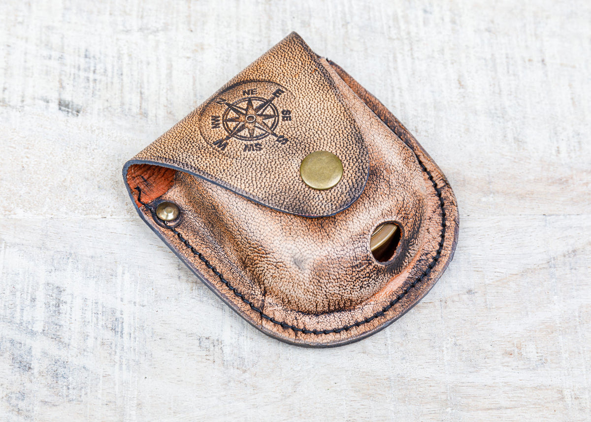 Messing Kompass Ledertasche