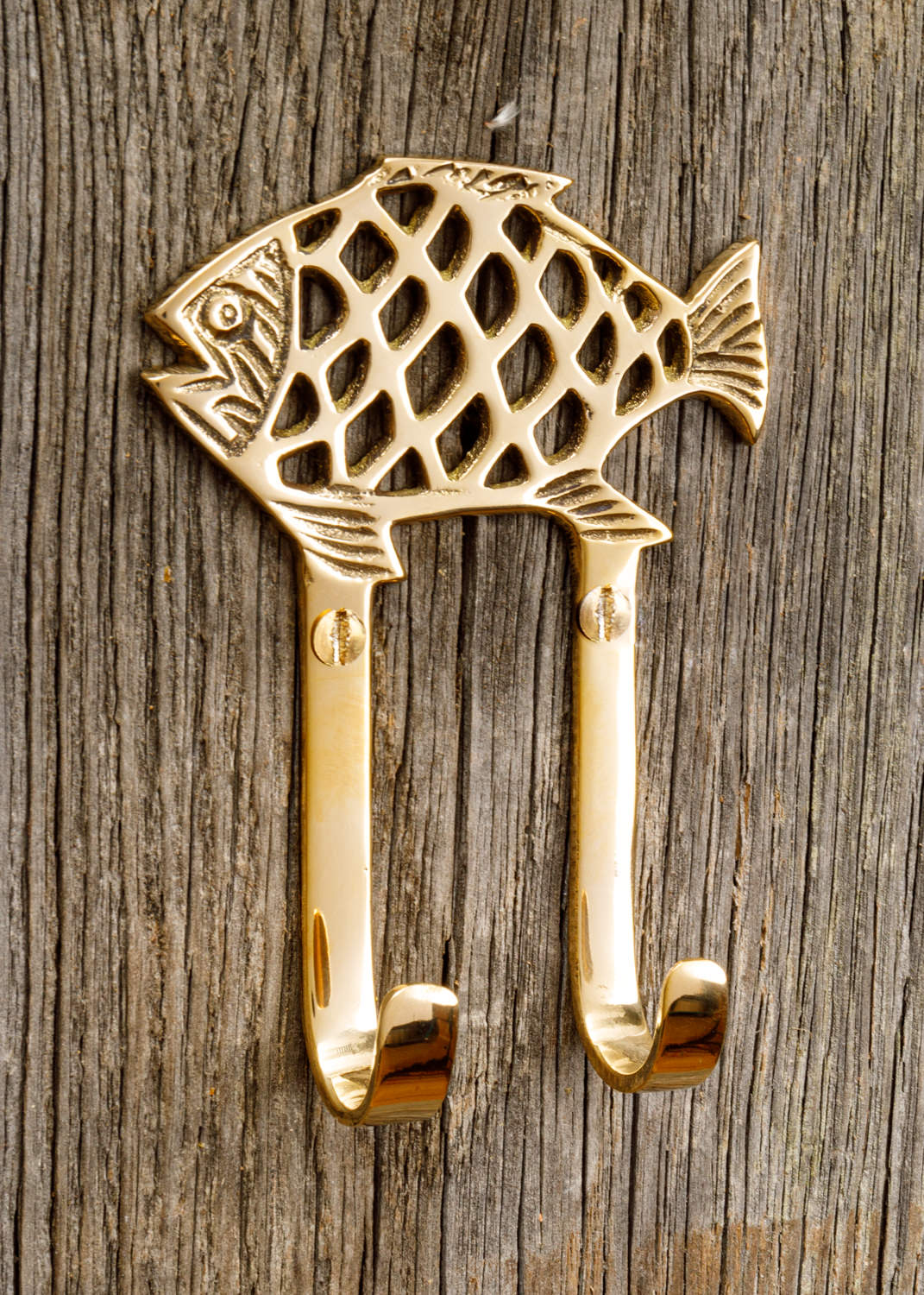 Kleiderhaken Messing Fisch