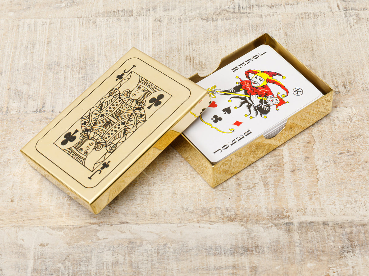 Spielkarten in Box aus Messing