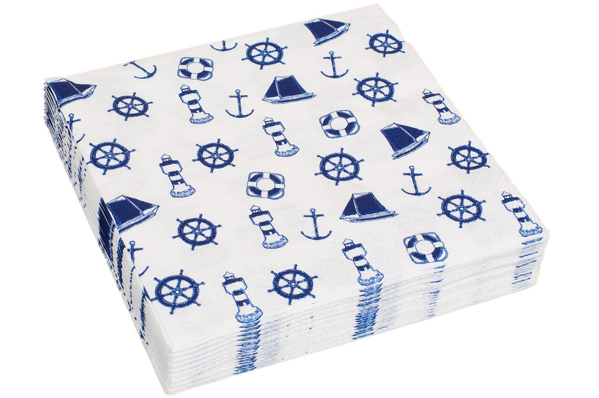 Serviette blau weiß Seemotive