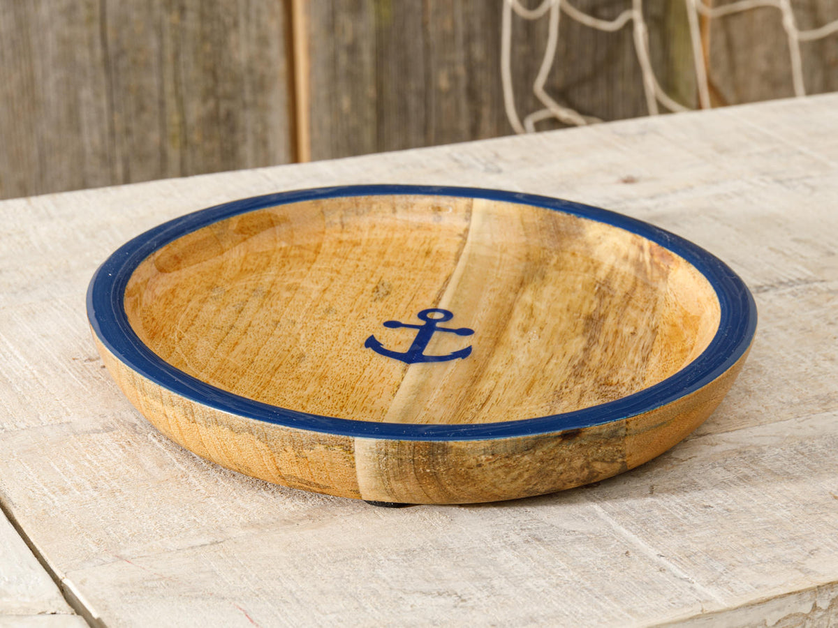 Teller rund aus Mango Holz Anker