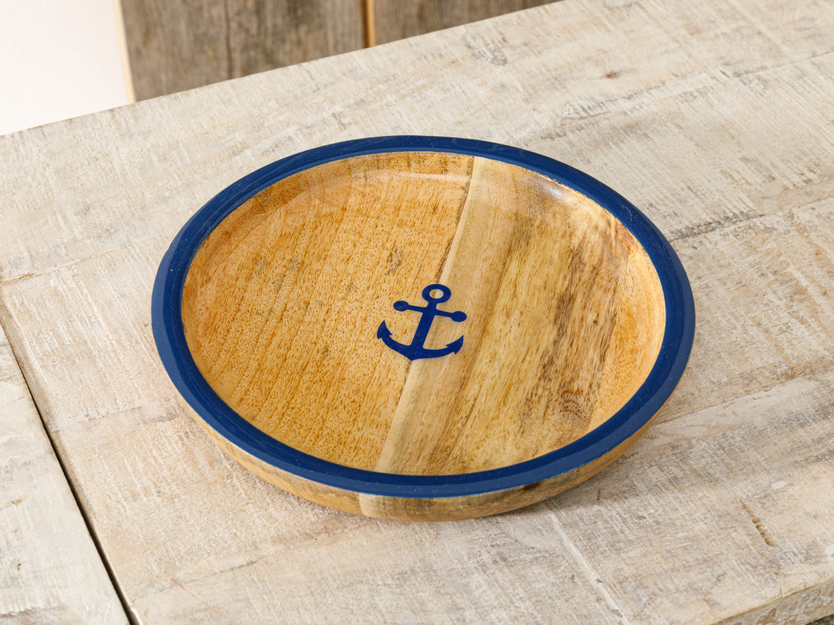 Teller rund aus Mango Holz Anker