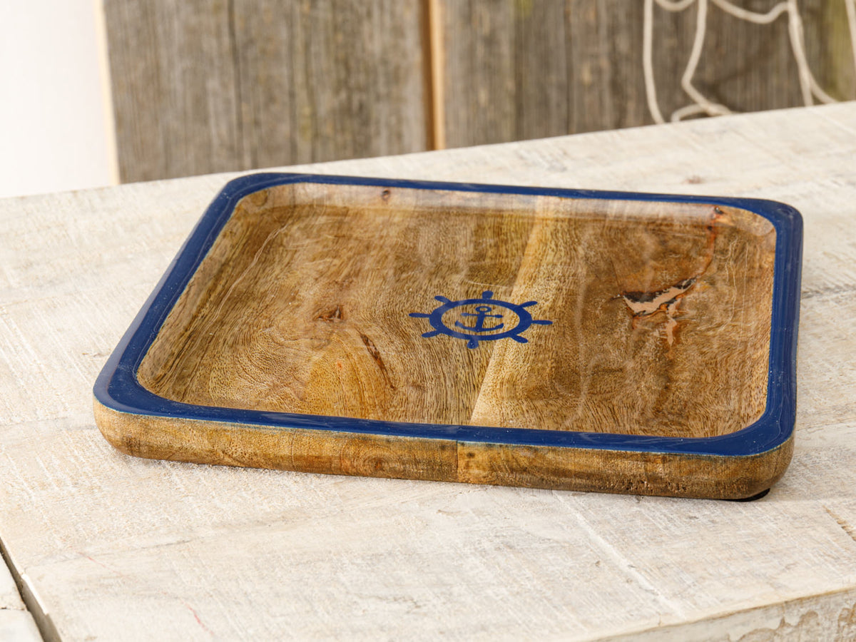 Mango Holz Teller quadratisch Anker Steuerrad