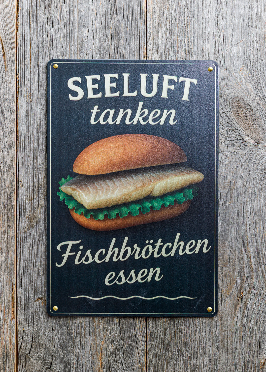 Retroschild Fischbrötchen gebraten