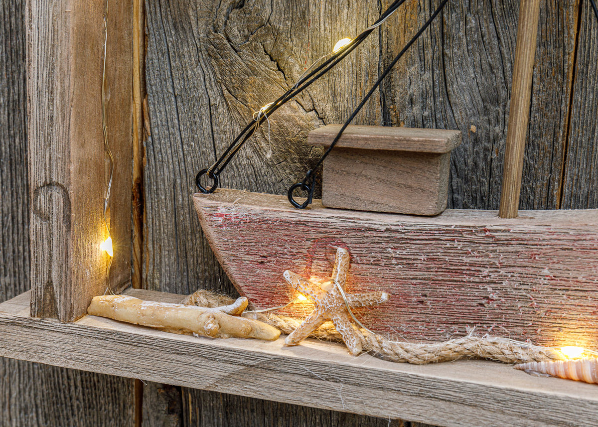 Deko Boot im Holzrahmen LED