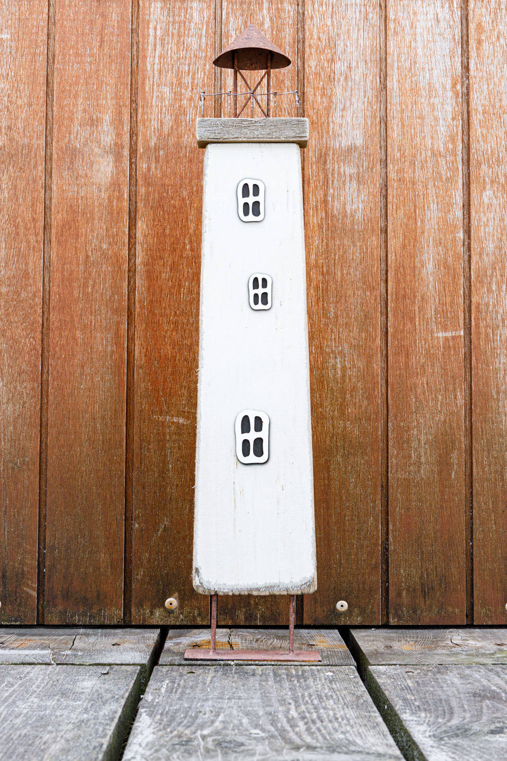 Weißer Leuchtturm Holz Deko