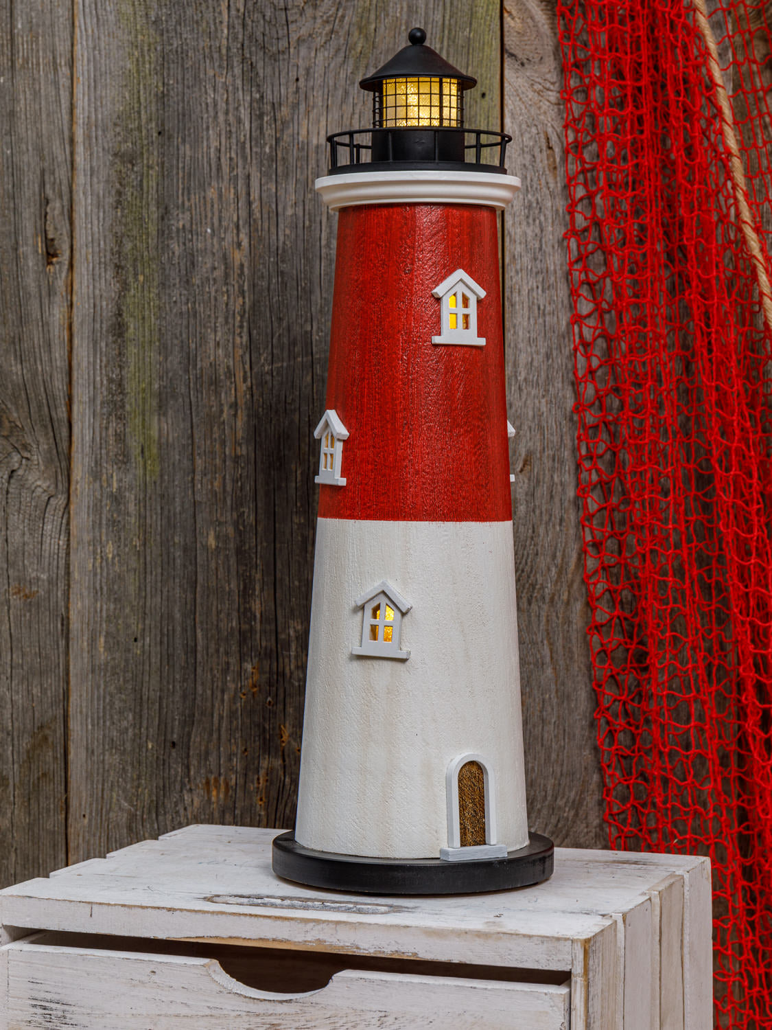 Leuchtturm rot weiß Batterie