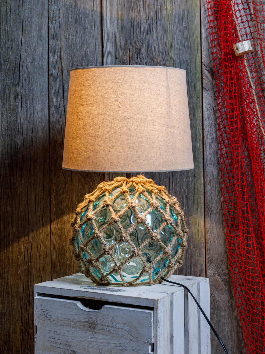 Tischlampe hellblaue Glas