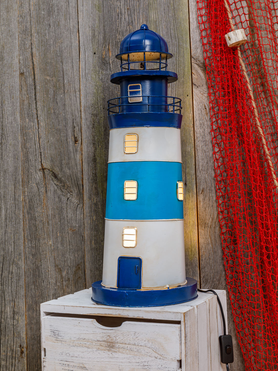 Leuchtturm hellblau Lampe rund