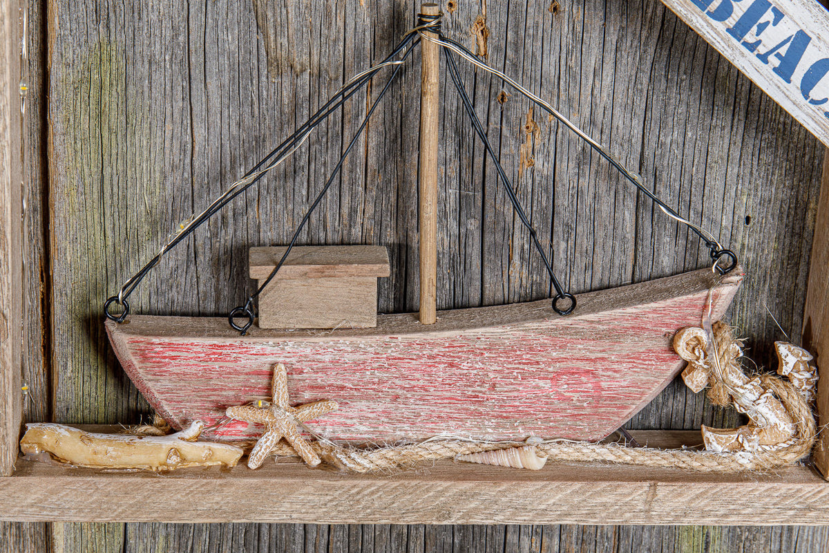 Deko Boot im Holzrahmen LED