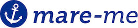 Logo mit einem weißen Anker in einem blauen Kreis und dem Schriftzug "mare-me" in blauer Schrift.