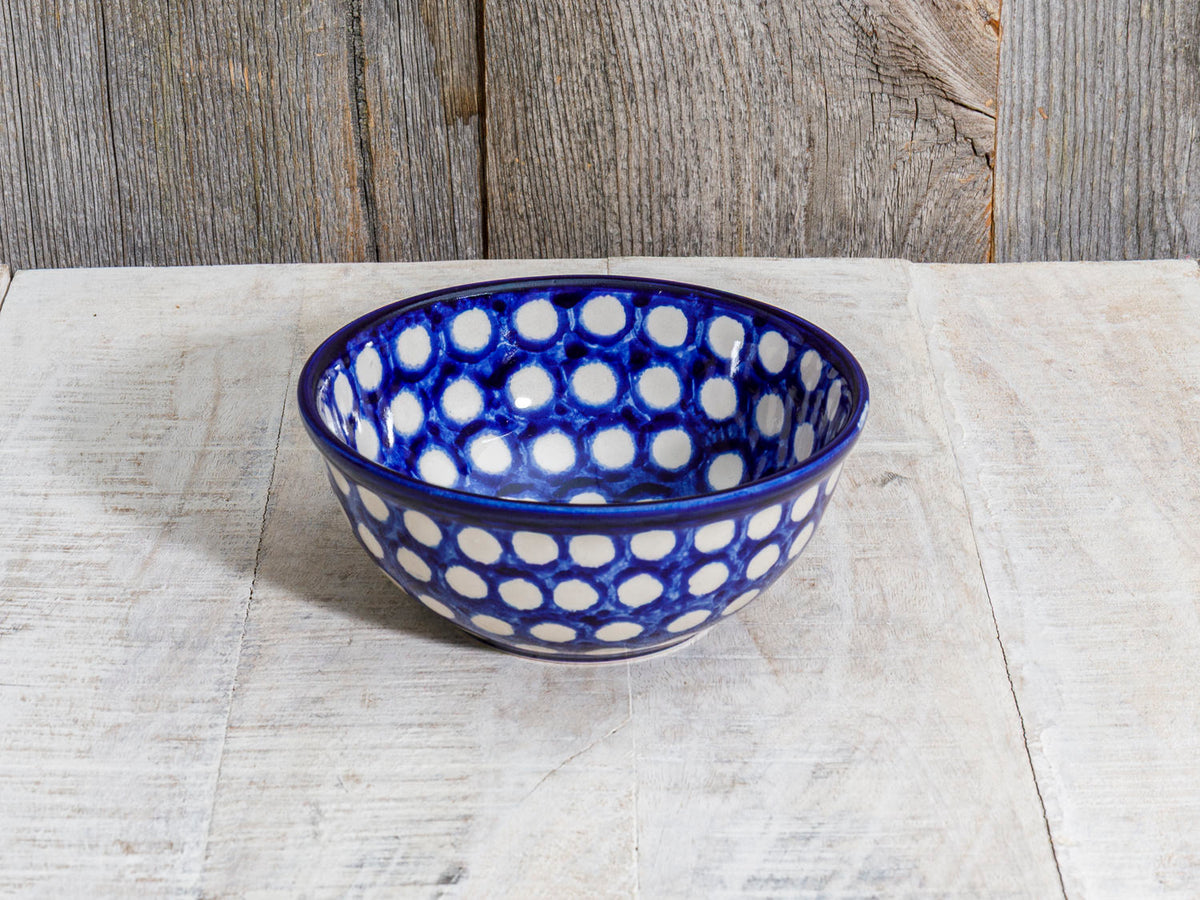Müslischale Keramik blau weiße Punkte 13cm