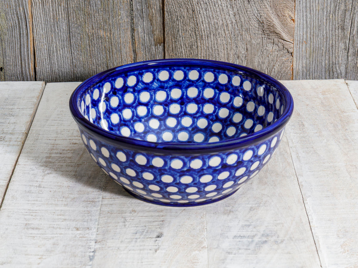 Keramikschale blau weiße Punkte 20cm