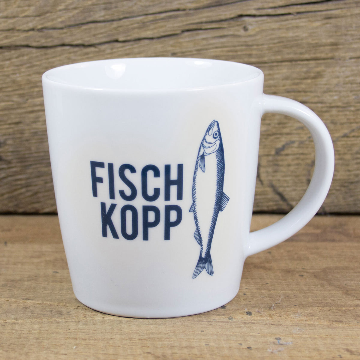 Weißer Porzellanbecher Fischkopp