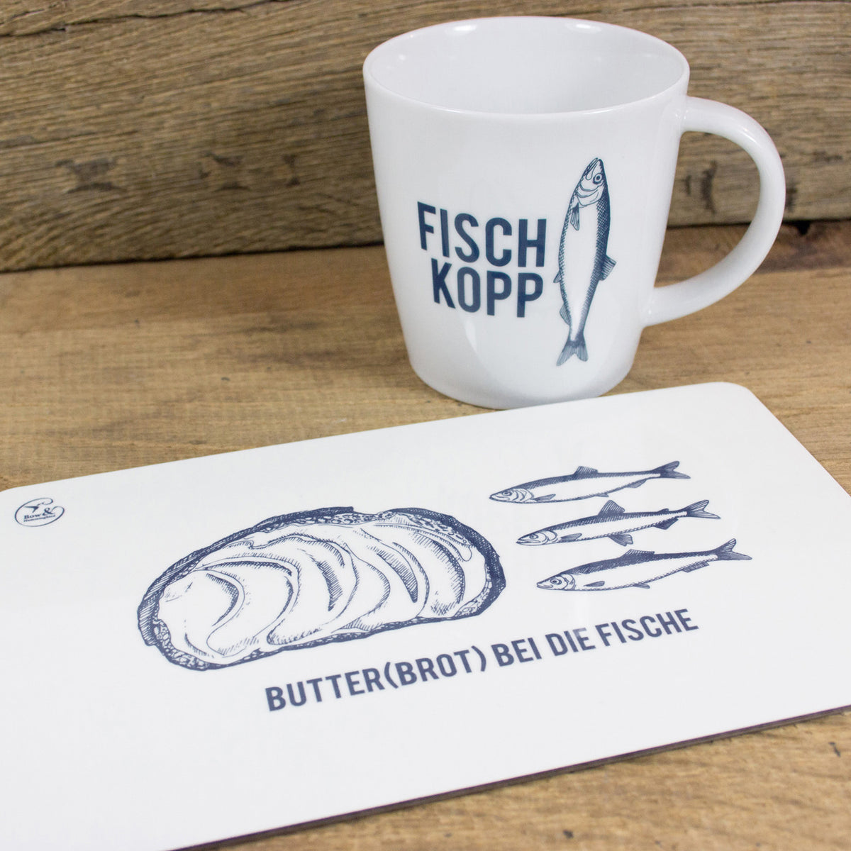 Weißer Porzellanbecher Fischkopp