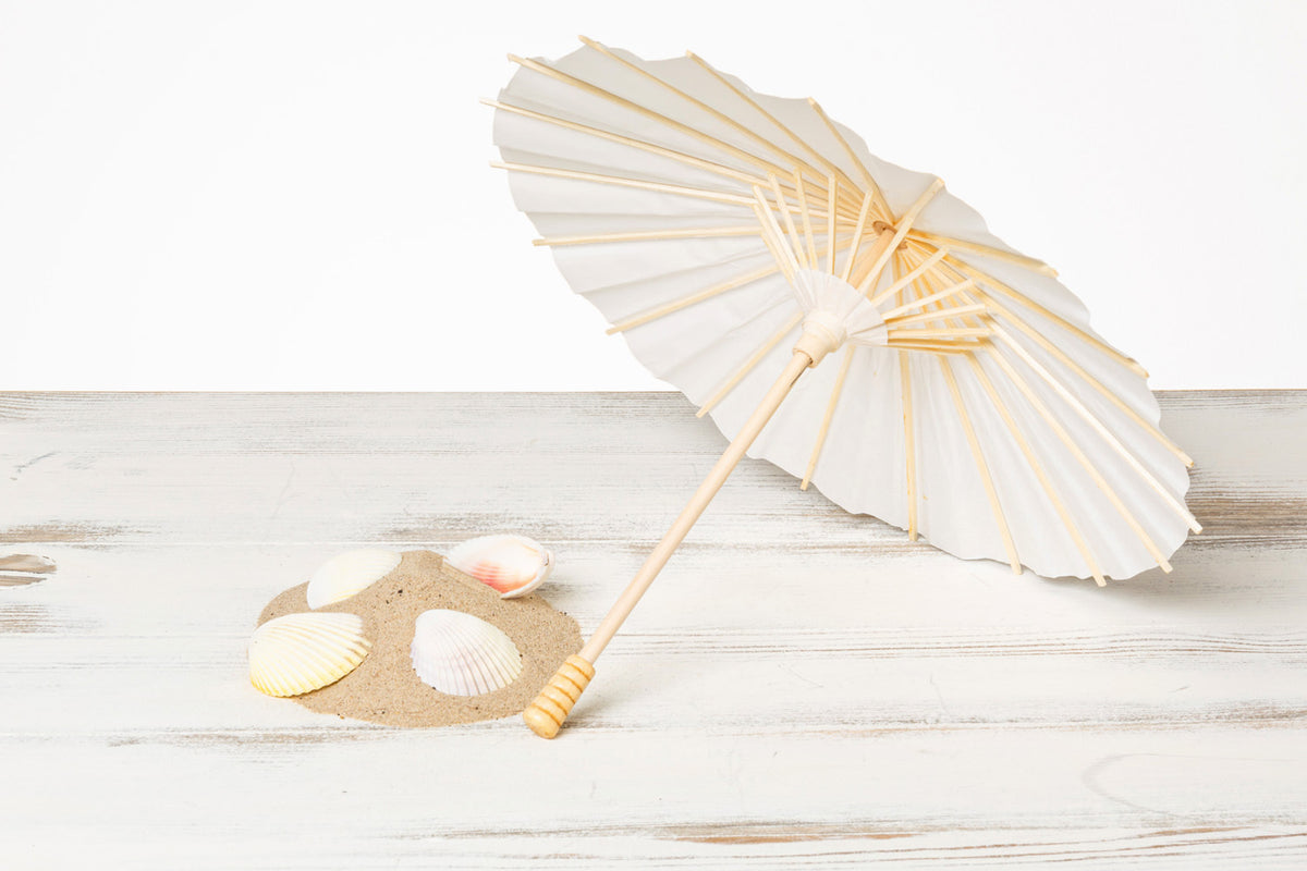 Papier Sonnenschirm Deko weiß