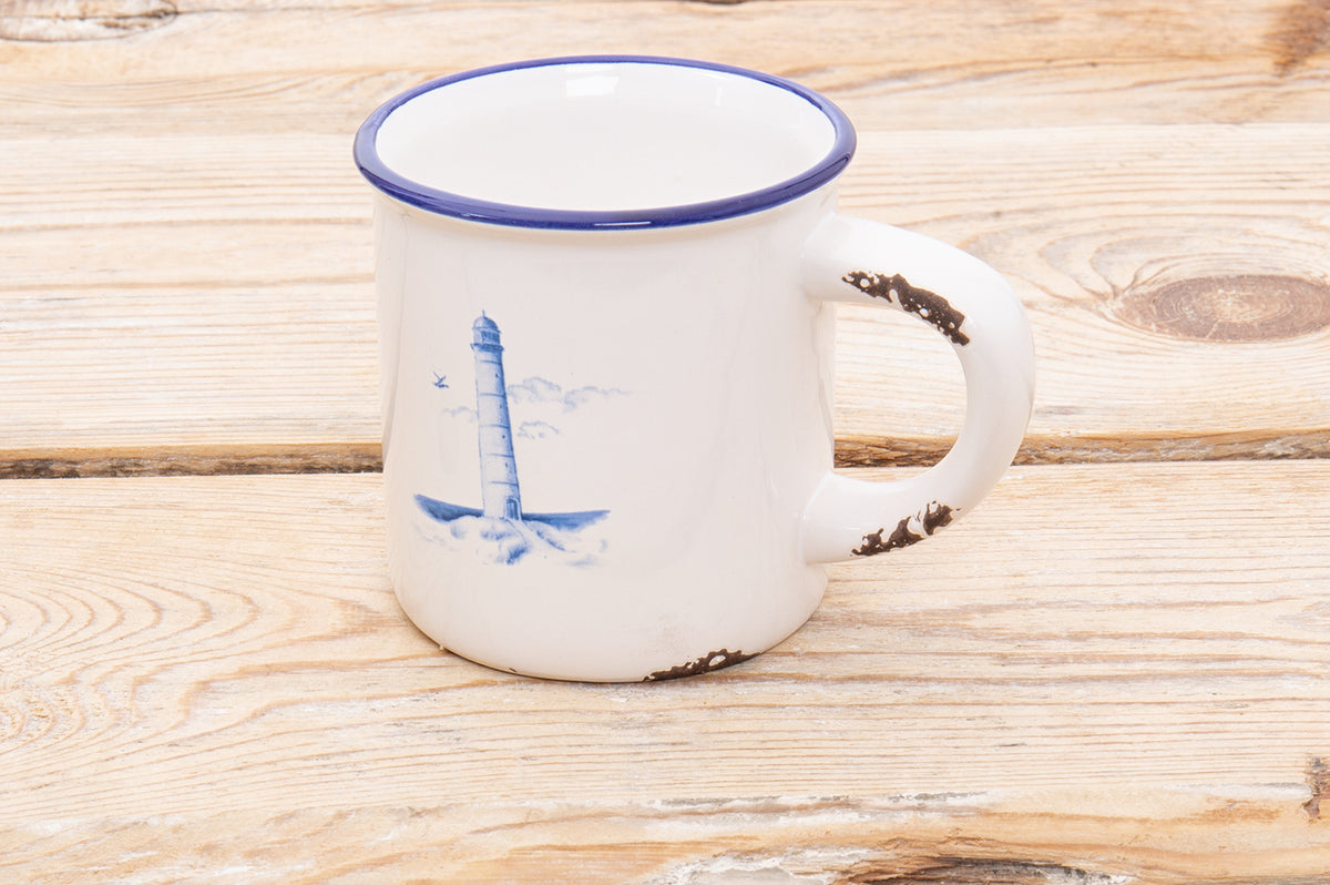 Steingut Becher Leuchtturm