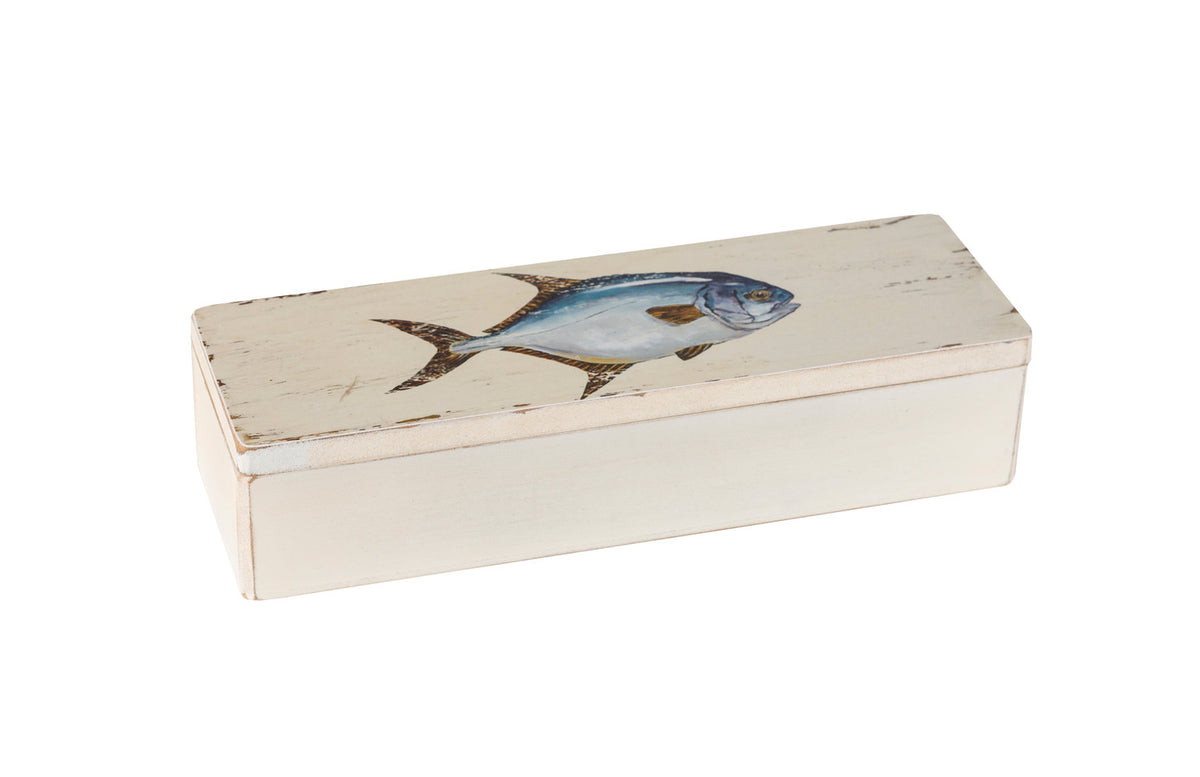 Holzkiste Fisch weiß