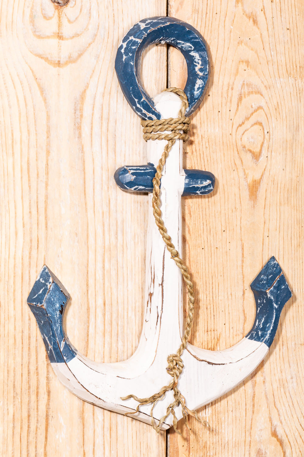 Vintage Deko Anker Weiß blau