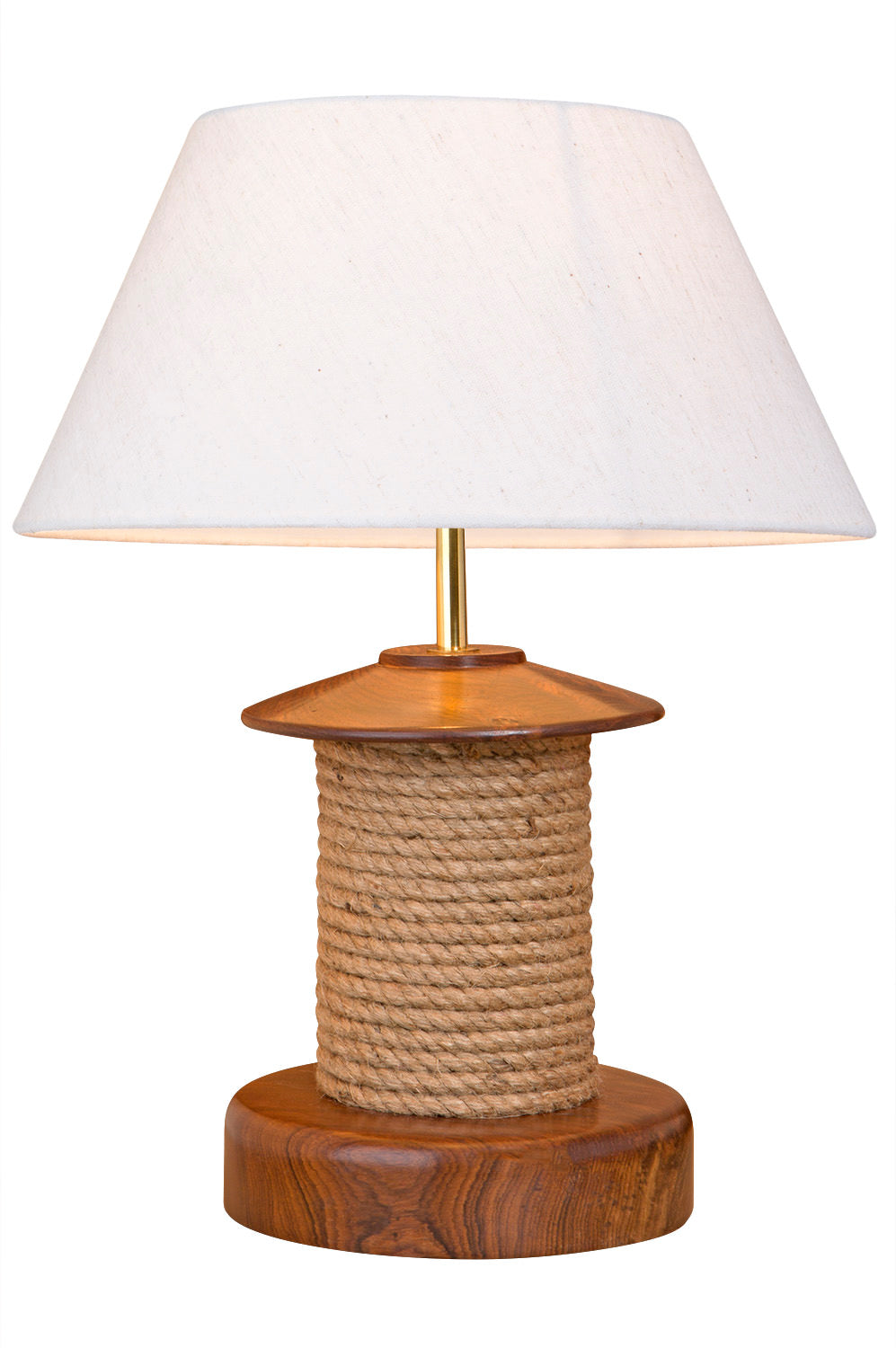 Nachttischlampe Holz Seil groß