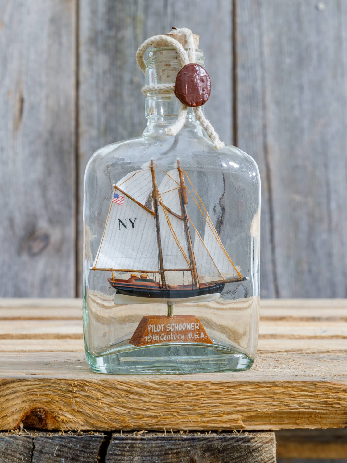 Buddelschiff Flachmann Schooner