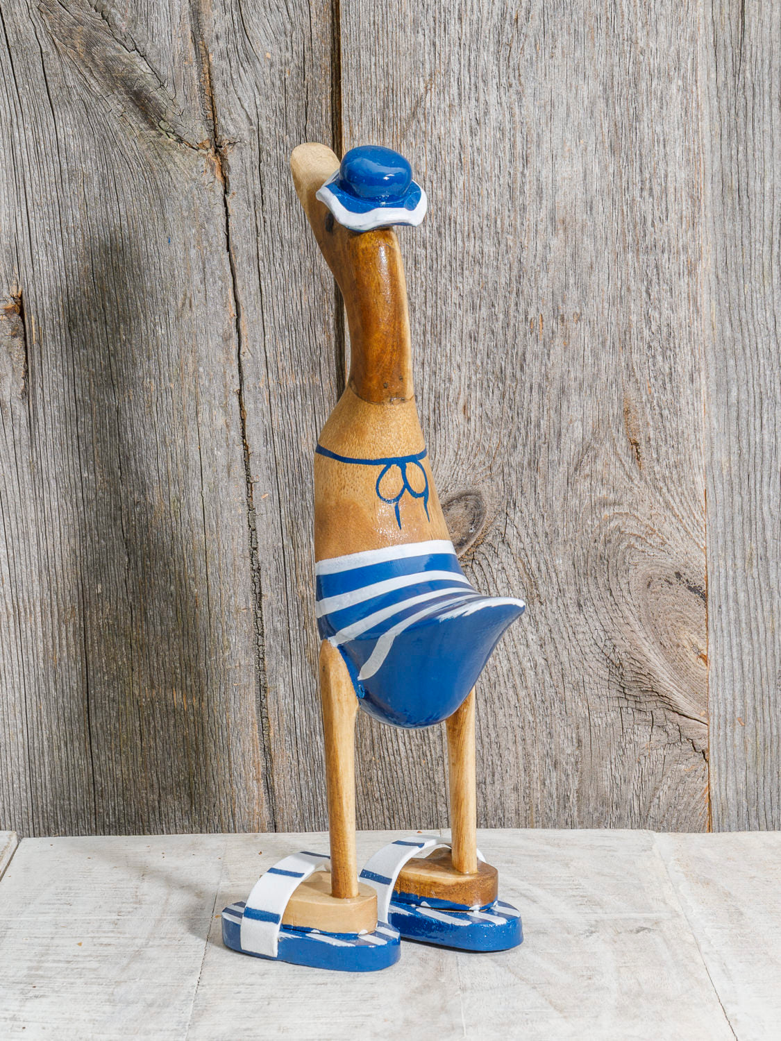 Ente Holz blauer Bikini 25cm Flip Flops