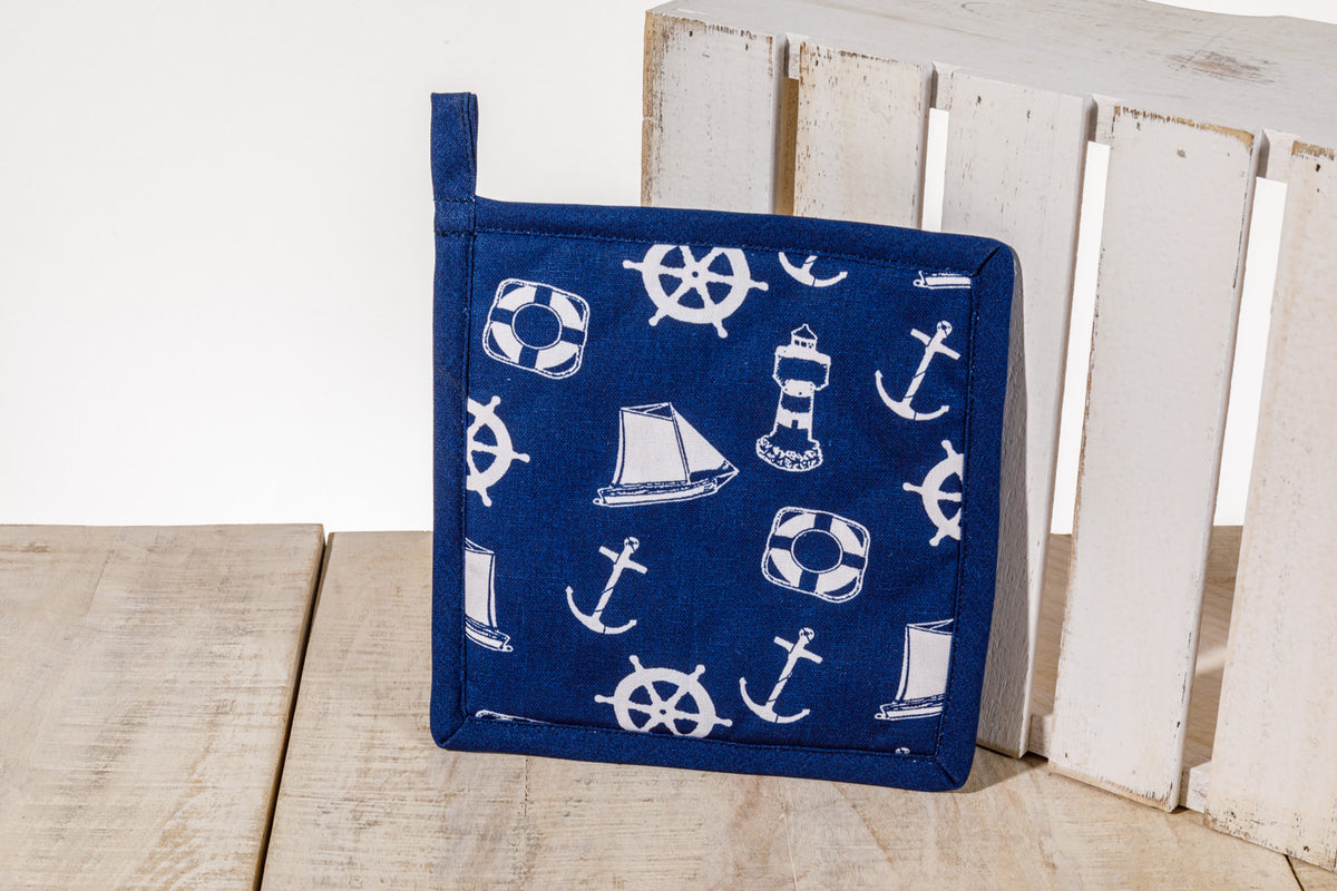 Marineblauer Topflappen gesteppt