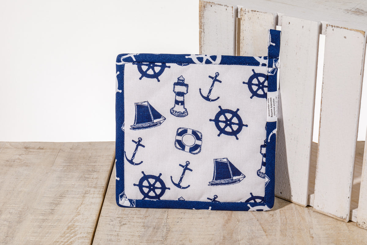 Topflappen blau marine beidseitig