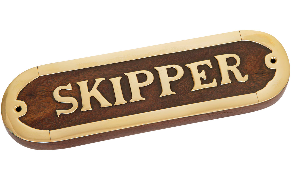 Türschild Holz Messing Skipper