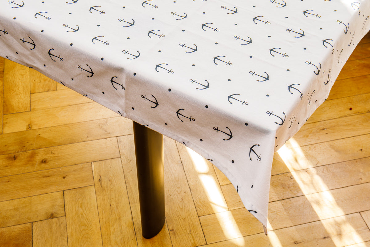 Tischdecke weiß Anker Baumwolle 80x80