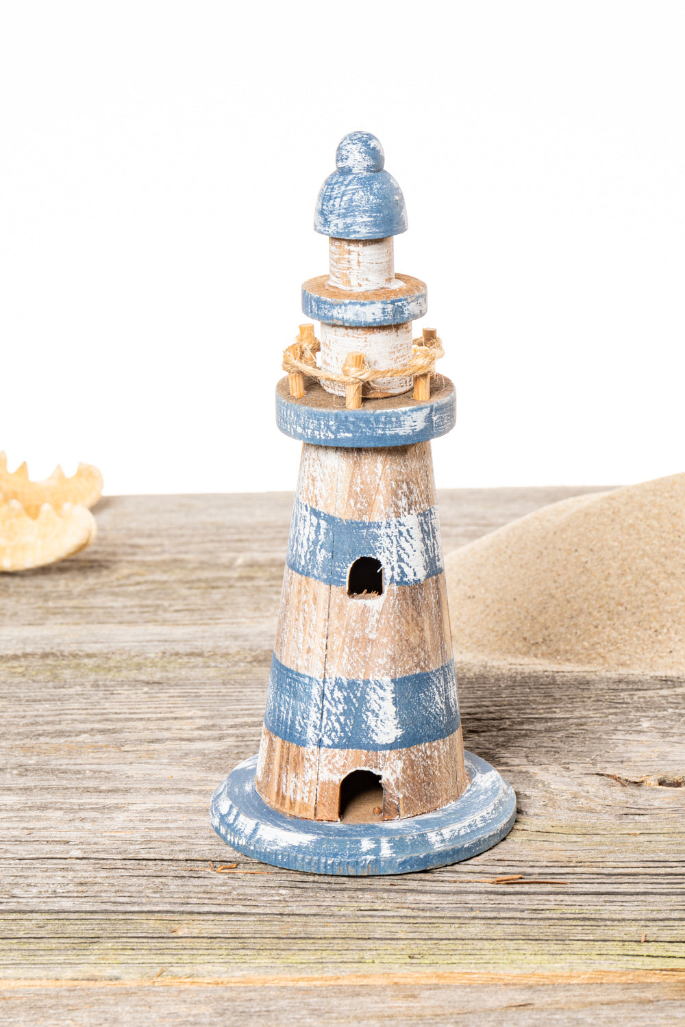 Kleiner Leuchtturm Vintage Stil blau
