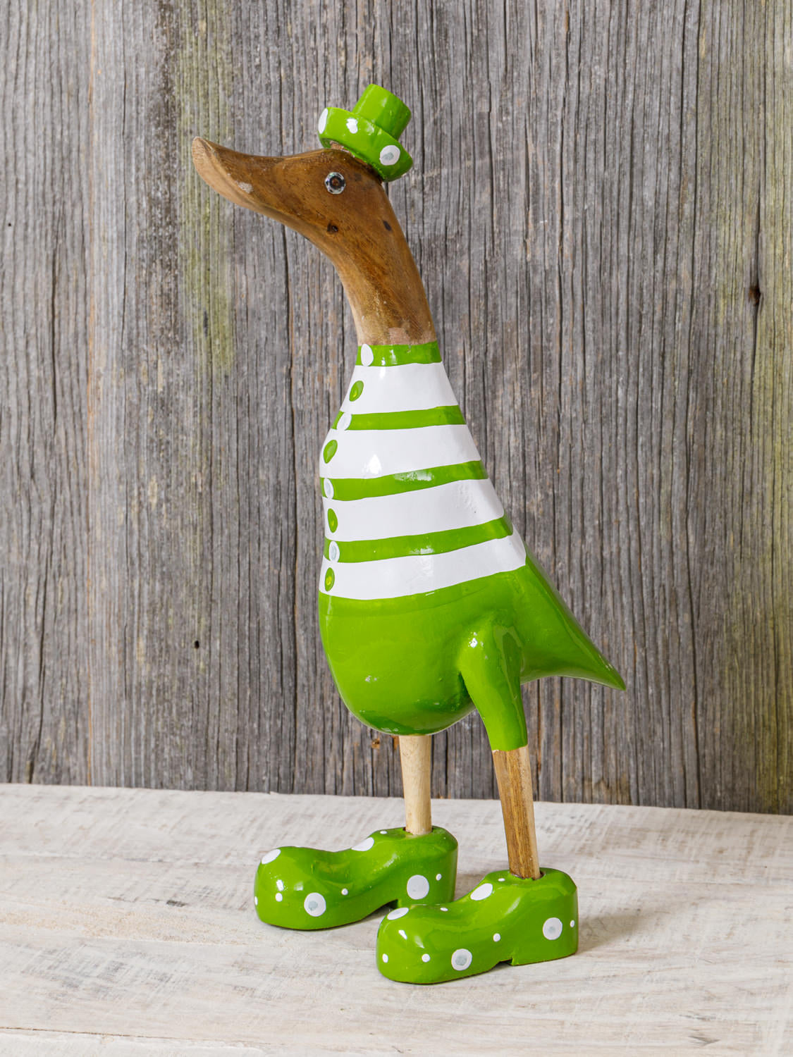 Ente geringelt 25 cm Holz grün