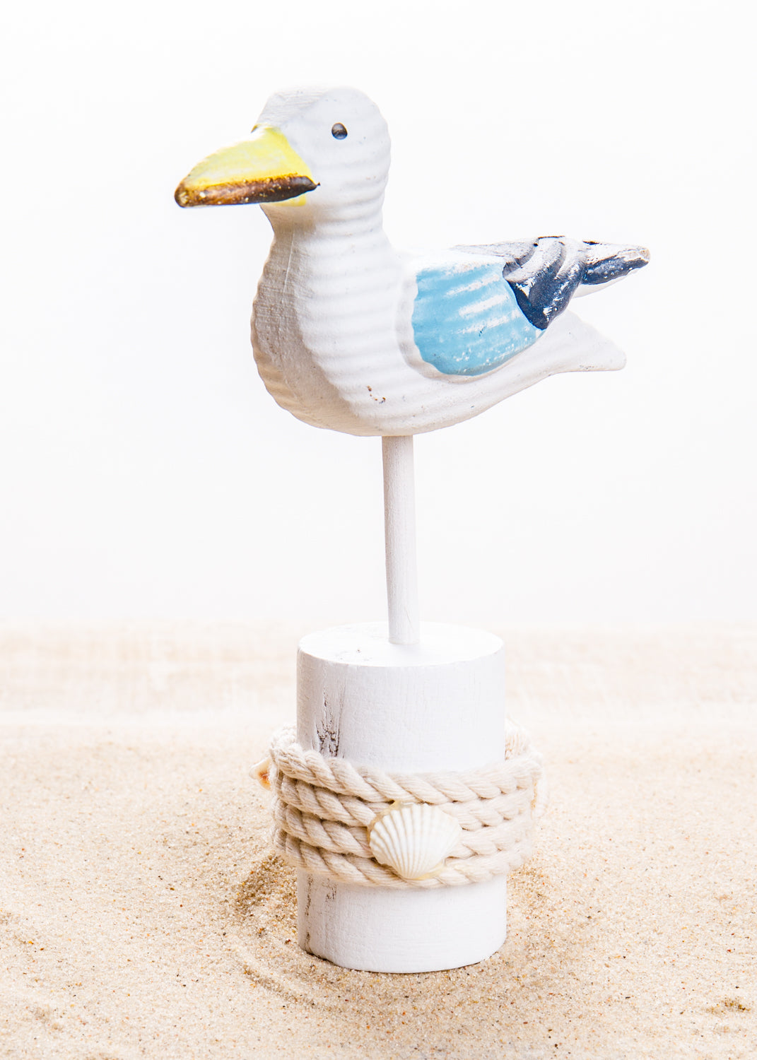 Möwe auf Poller, blau weiß 14cm