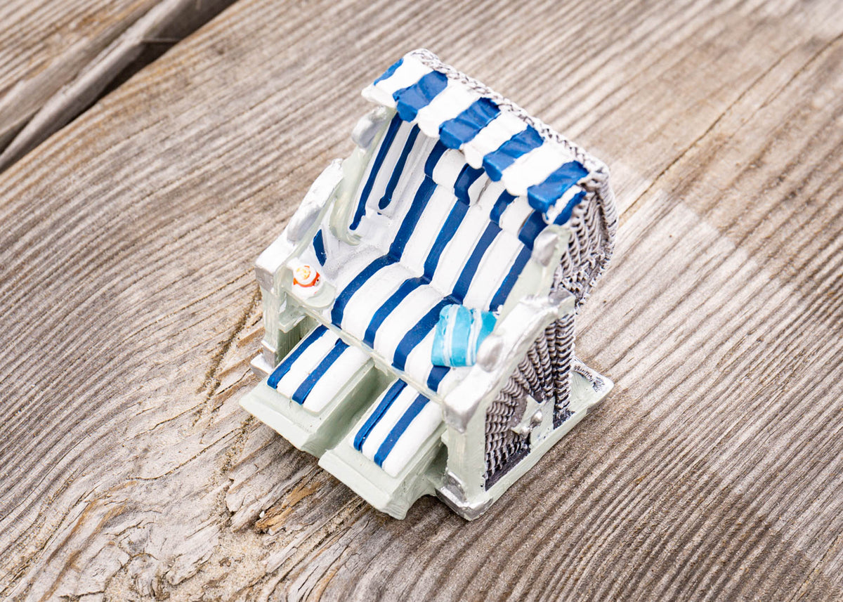 Deko Mini Strandkorb blau weiss