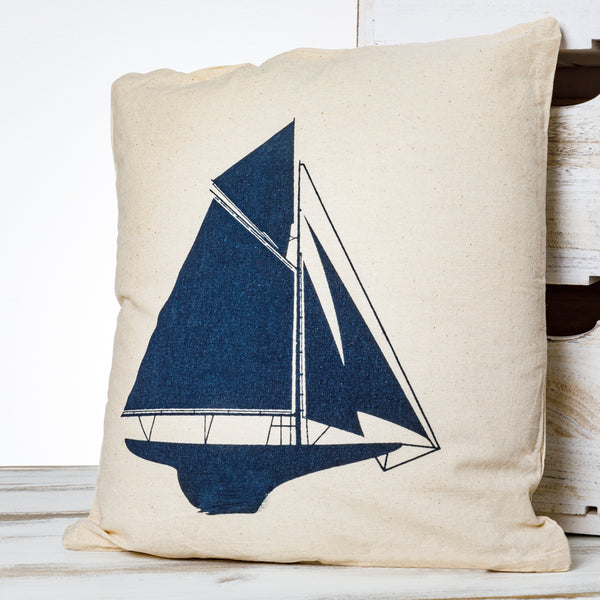 Kissen blaues Segelschiff