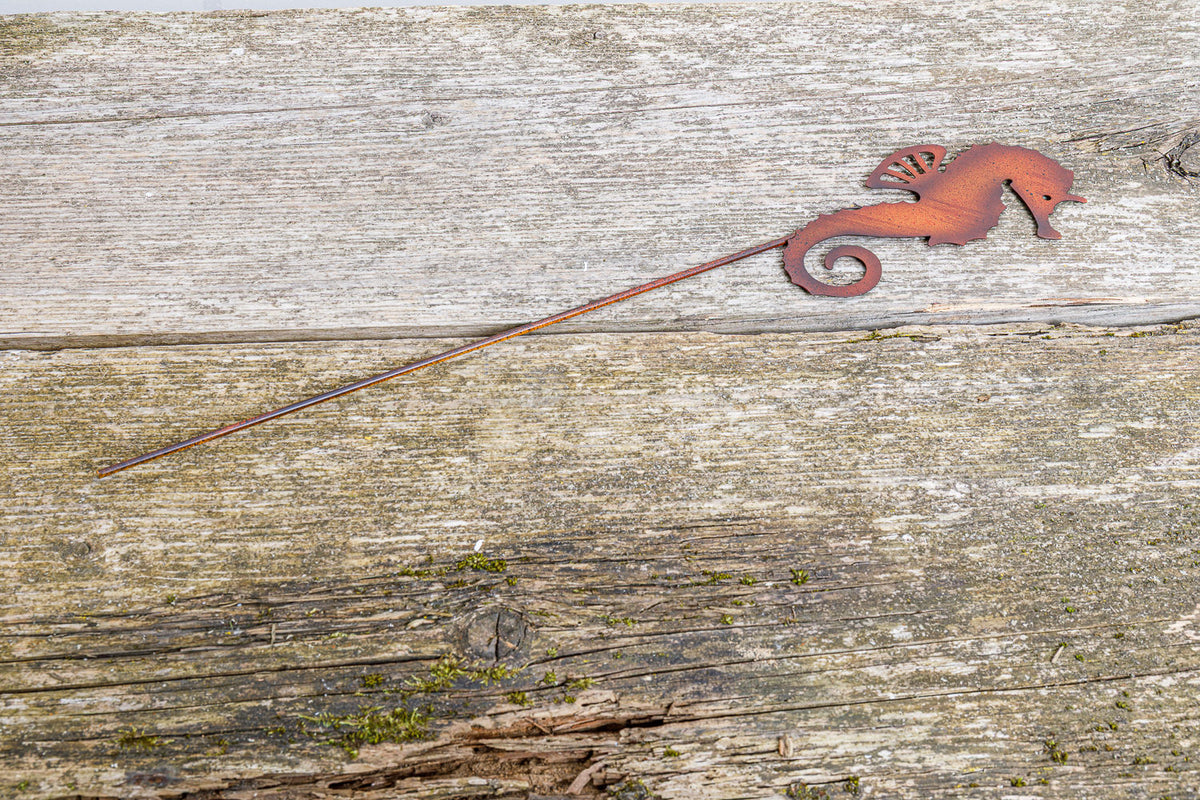Gartenstecker Eisen Seepferdchen