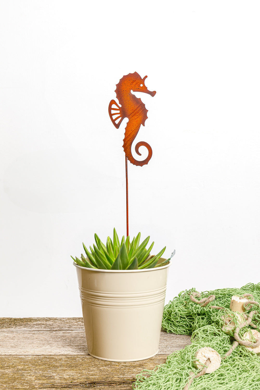 Gartenstecker Eisen Seepferdchen